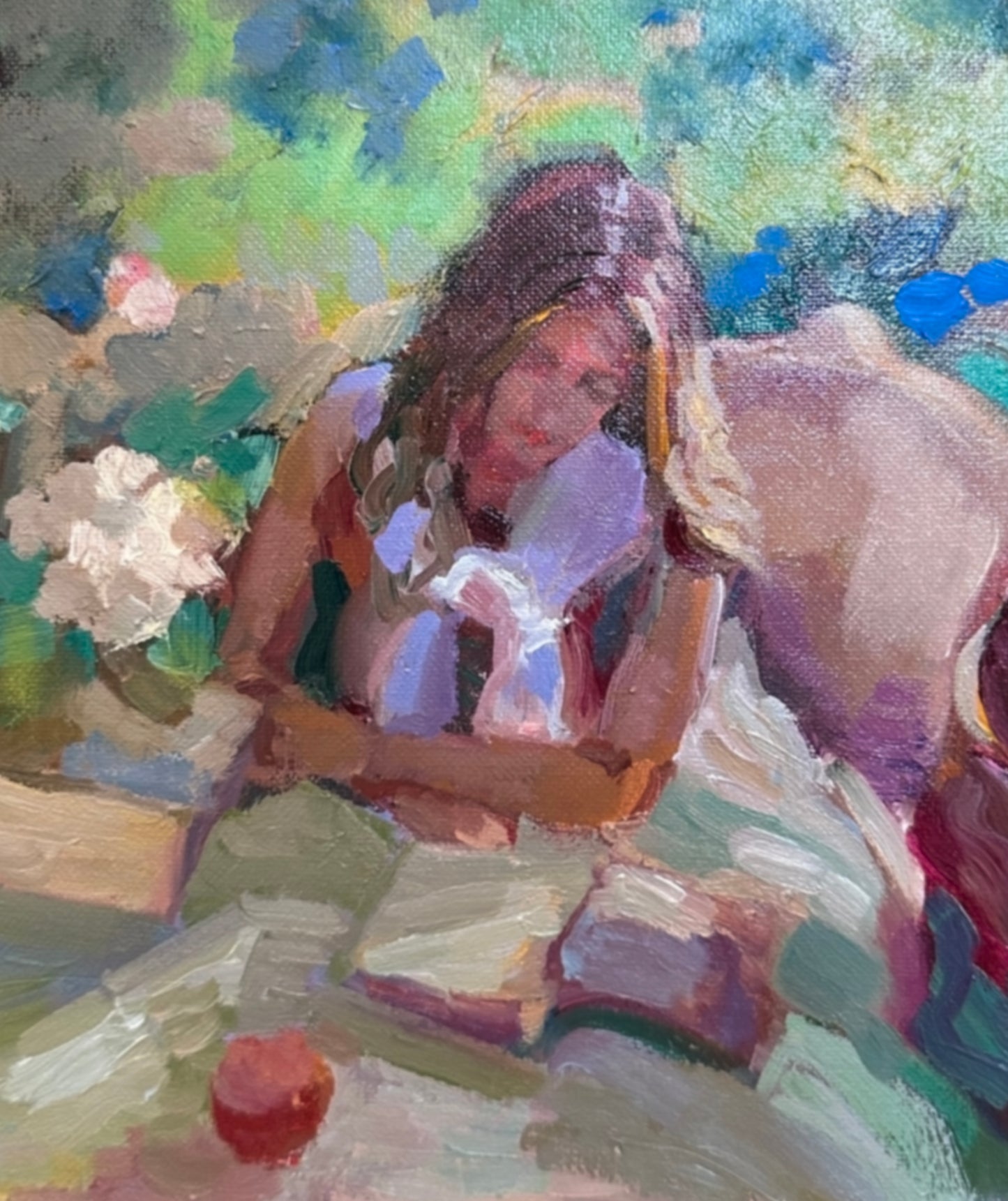 Girl in summer at Table
