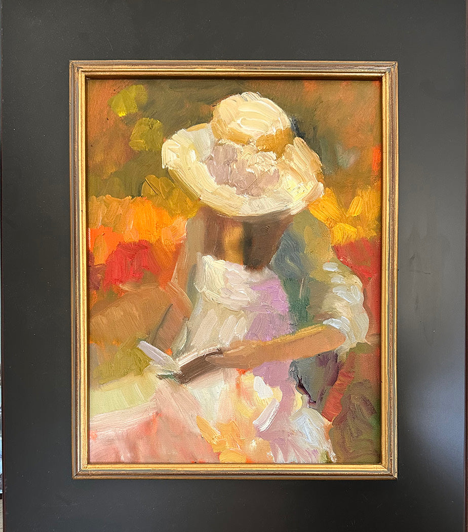 12 x 16 Girl in wicker chair (unframed)