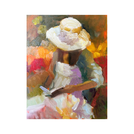 12 x 16 Girl in wicker chair (unframed)