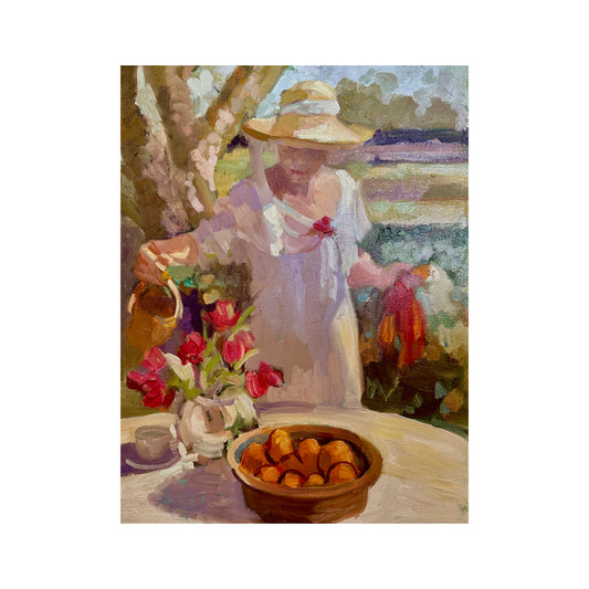 12 x 16 Original Oil on canvas entitled "Orchard garden"