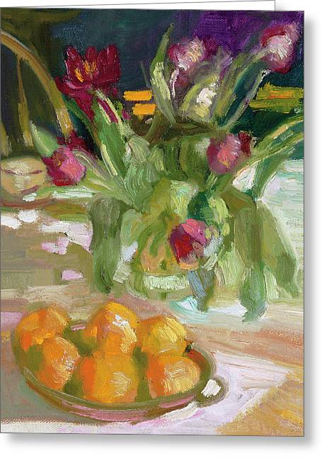 Oranges and tulips - Greeting Card