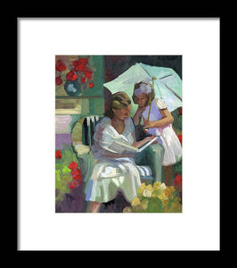 Veranda reading - Framed Print