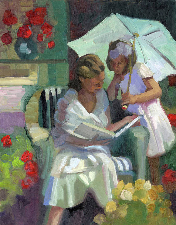 Veranda reading - Art Print