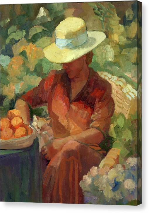 Woman in Orange - Canvas Print