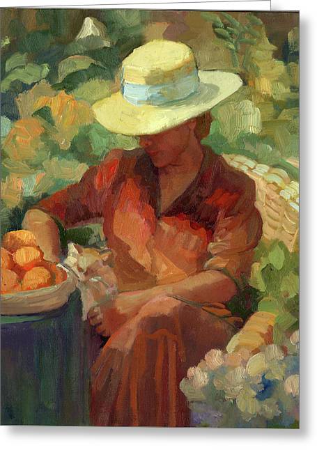 Woman in Orange - Greeting Card