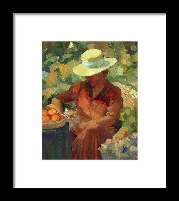 Woman in Orange - Framed Print