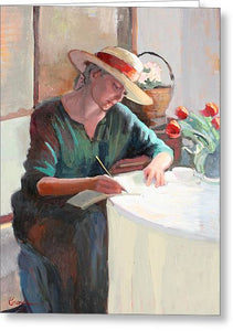 Woman Writing - Greeting Card